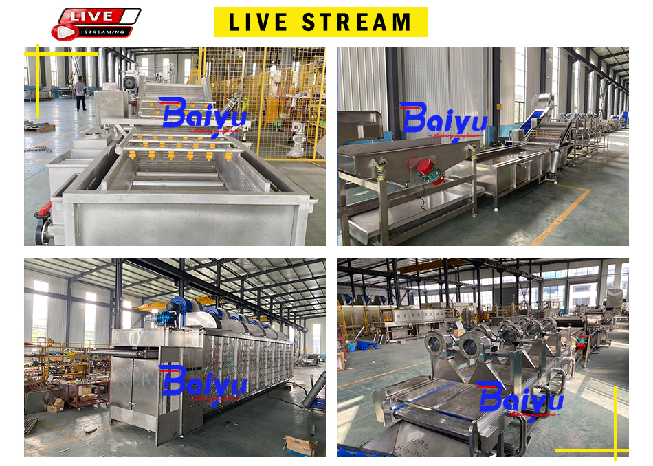A complete meat processing production line with multiple machines