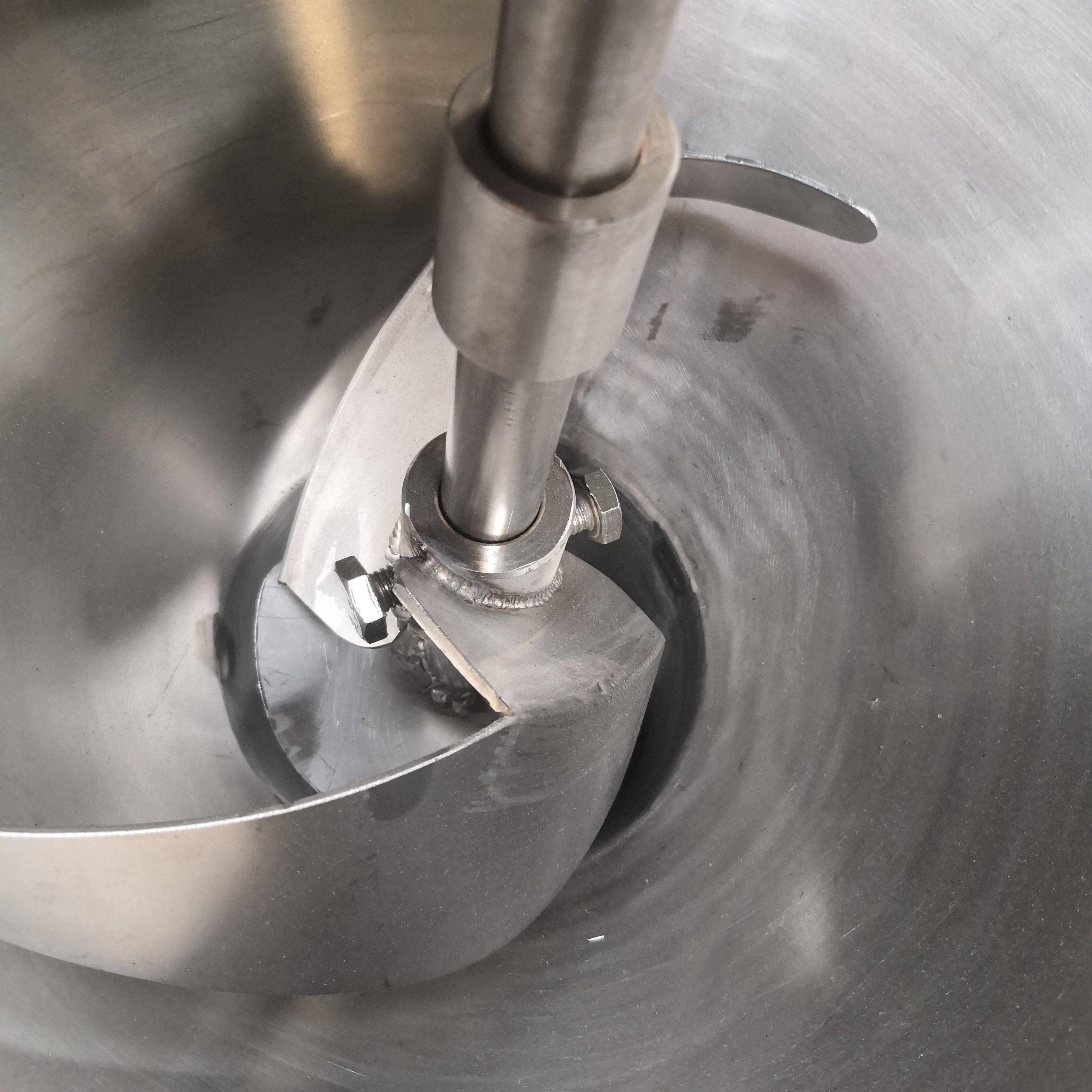 Close-up of the interior of the stainless steel equipment